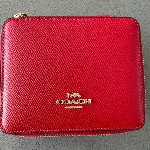 Coach red leather jewelry organizer box,